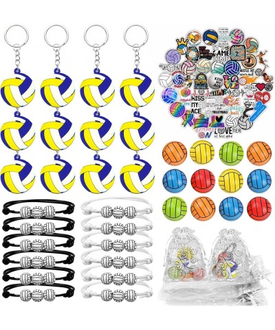 98 PCS Volleyball Party Favors Volleyball Keychains Bracelet Stickers Goodie Bags For Volleyball Theme Party Club Team Gift C...