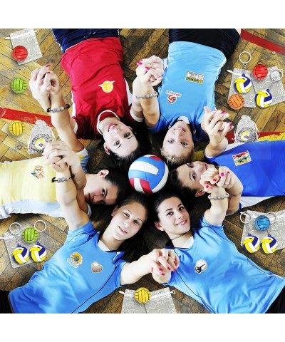 98 PCS Volleyball Party Favors Volleyball Keychains Bracelet Stickers Goodie Bags For Volleyball Theme Party Club Team Gift C...