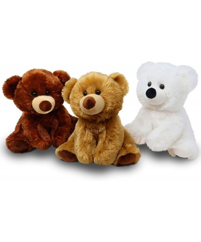 Teddy Bears - 9" - Cute Stuffed Animal in 3 Colors - 3-Pack of Stuffed Bears: Brown Golden White Teddy Bear- Plush Toy - Grea...