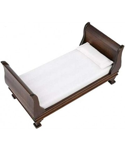 1:12 Dollhouse Miniature Doll Furniture Noble Wooden Single European Style Bed Doll Bed with Bedding and Decorative Pillow $2...