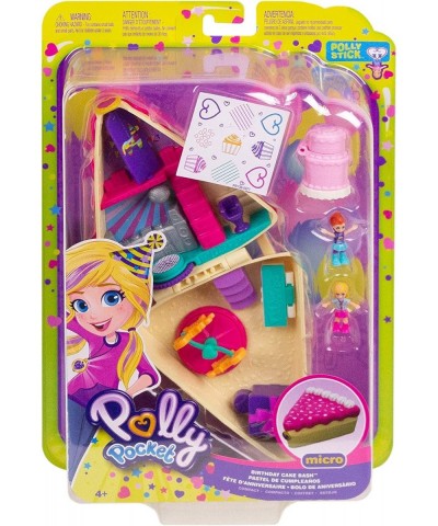 Pocket World Birthday Cake Bash Compact with 3 Reveals 3 Accessories Micro Polly & Lila Dolls and Sticker Sheet for Ages 4 an...