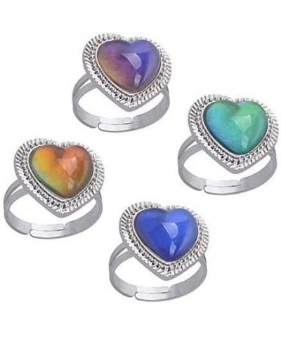 4PCS mood rings for ring girls kids boys bulk women- Heart Shape Adjustable Creative Fashion Mood Rings Finger Rings Color Ch...