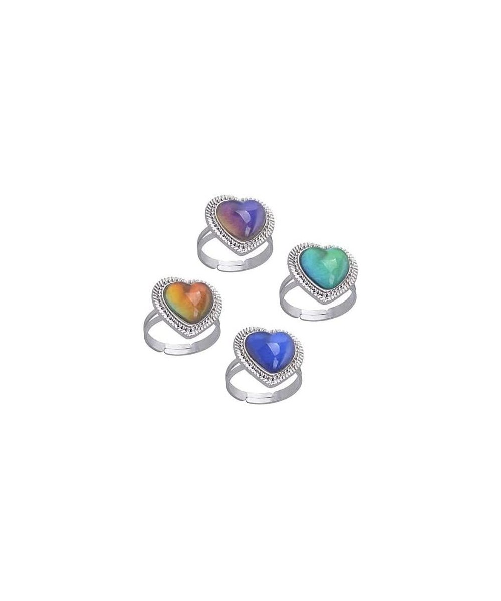 4PCS mood rings for ring girls kids boys bulk women- Heart Shape Adjustable Creative Fashion Mood Rings Finger Rings Color Ch...