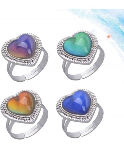 4PCS mood rings for ring girls kids boys bulk women- Heart Shape Adjustable Creative Fashion Mood Rings Finger Rings Color Ch...