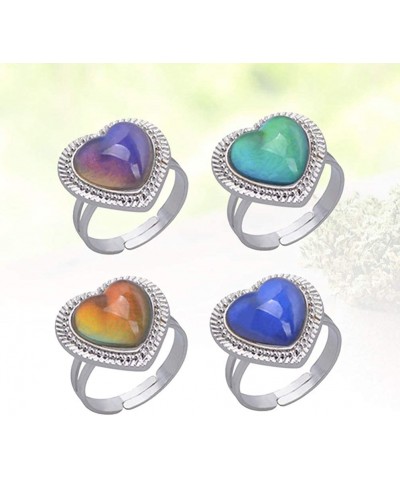 4PCS mood rings for ring girls kids boys bulk women- Heart Shape Adjustable Creative Fashion Mood Rings Finger Rings Color Ch...