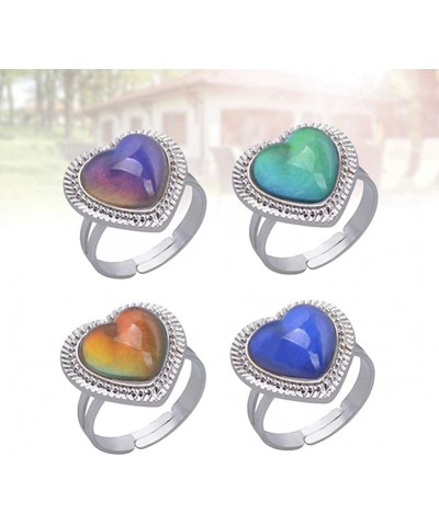 4PCS mood rings for ring girls kids boys bulk women- Heart Shape Adjustable Creative Fashion Mood Rings Finger Rings Color Ch...