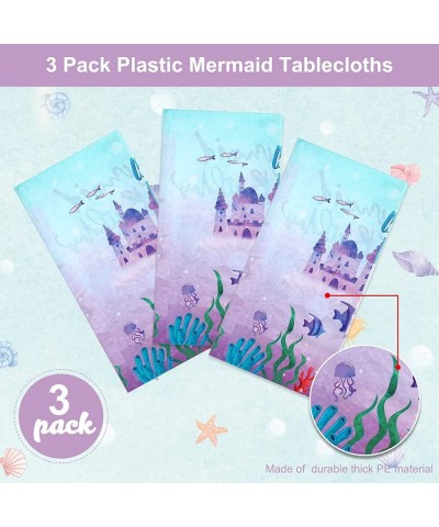 Mermaid Tablecloth Mermaid Birthday Party Table Cover Plastic Disposable Mermaid Table Covers for Girls Birthday Baby Shower ...