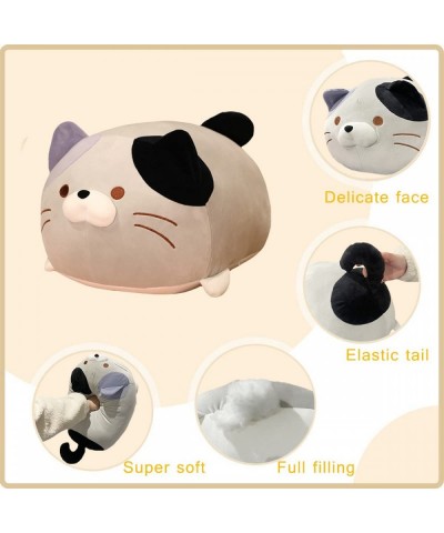 23.6 inch Cute Cat Plush Pillow Stuffed Squishy Animal Cylindrical Body Pillow Super Soft Fat Cat Chubby Kitten Sleeping Kawa...