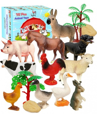 Farm Animals Toy 15 Pieces Plastic Farm Animals Figurines Educational Learning Farm Playset Toys for Boys Girls Kids Toddlers...