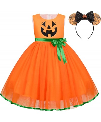 Toddler Baby Girls Halloween Pumpkin Dress Ghost Costume Princess Pageant Birthday Party Gown Fancy Dress up Cosplay $27.87 K...