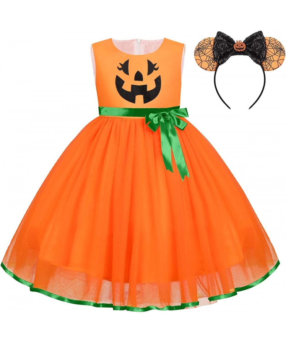 Toddler Baby Girls Halloween Pumpkin Dress Ghost Costume Princess Pageant Birthday Party Gown Fancy Dress up Cosplay $27.87 K...