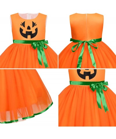 Toddler Baby Girls Halloween Pumpkin Dress Ghost Costume Princess Pageant Birthday Party Gown Fancy Dress up Cosplay $27.87 K...