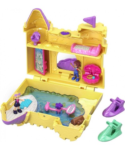 Pocket World Surf ‘n’ Sandventure Sandcastle-shaped Compact with Micro Polly and Shani dolls Surprise Reveals Dolphin and mor...