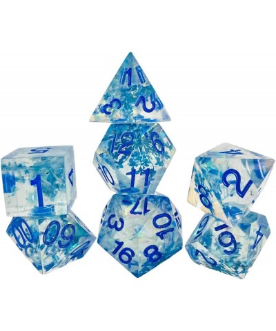 DND Game Dice-Set Sharp Edges - Dungeons and Dragons Polyhedral Translucent Blue Dice Set RPG MTG Table Games D4 D6 D8 D10 D1...