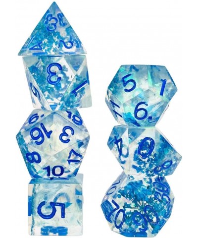 DND Game Dice-Set Sharp Edges - Dungeons and Dragons Polyhedral Translucent Blue Dice Set RPG MTG Table Games D4 D6 D8 D10 D1...