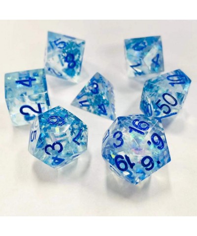 DND Game Dice-Set Sharp Edges - Dungeons and Dragons Polyhedral Translucent Blue Dice Set RPG MTG Table Games D4 D6 D8 D10 D1...