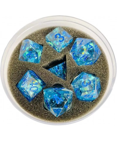 DND Game Dice-Set Sharp Edges - Dungeons and Dragons Polyhedral Translucent Blue Dice Set RPG MTG Table Games D4 D6 D8 D10 D1...