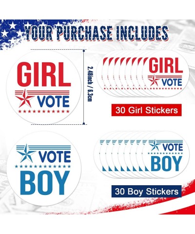 60 Pcs 4th of July Gender Reveal Stickers 2.48 Inch Red Blue Vote Girl Vote Boy Baby Shower Labels Sticker Gender Reveal Game...