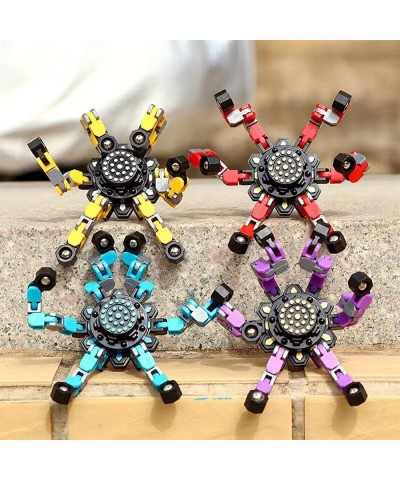 4 PCS Fidget Spinner Sensory Toys Creative Top Spinning Stress Relief Hand Toy Transformable Chain Mechanical Spiral Twister ...