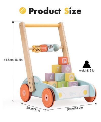 Wooden Baby Walker Baby Push Walkers Toy w/ Resistance Adjustable Building Blocks Learning Walker for Baby 10-24 Months $94.8...