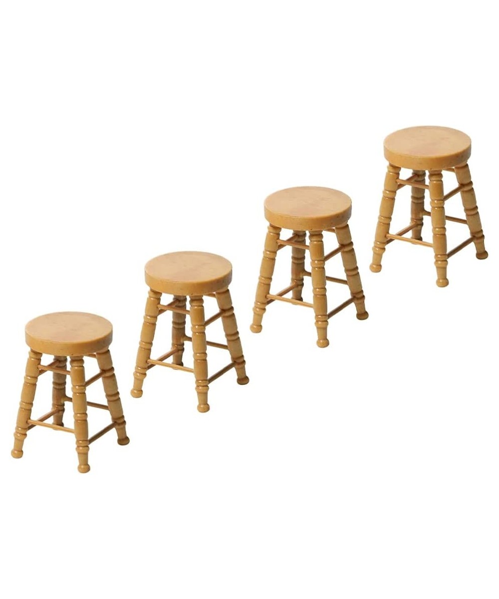 Miniature Dolls Mini Wooden Stool Chairs Toy: 4Pcs Dollhouse Furniture Mini Bar Chairs Miniature Furniture Models Accessories...