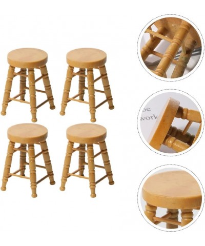 Miniature Dolls Mini Wooden Stool Chairs Toy: 4Pcs Dollhouse Furniture Mini Bar Chairs Miniature Furniture Models Accessories...