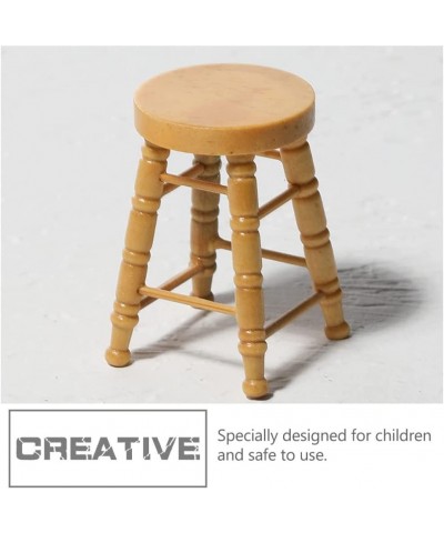 Miniature Dolls Mini Wooden Stool Chairs Toy: 4Pcs Dollhouse Furniture Mini Bar Chairs Miniature Furniture Models Accessories...