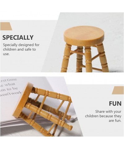 Miniature Dolls Mini Wooden Stool Chairs Toy: 4Pcs Dollhouse Furniture Mini Bar Chairs Miniature Furniture Models Accessories...