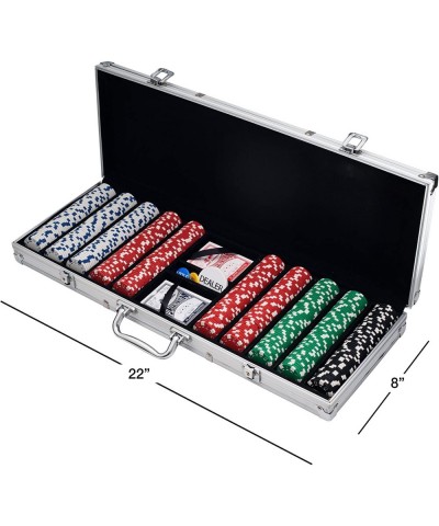 Poker Chip Set for Texas Holdem Blackjack Gambling with Carrying Case Cards Buttons and 500 Dice Style Casino Chips (11.5 Gra...