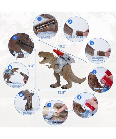 Remote Control Dinosaur Pistol Toys for Kids Jurassic Dinosaur Toy Spraying and React to Shooting Walking Movement LED Lights...