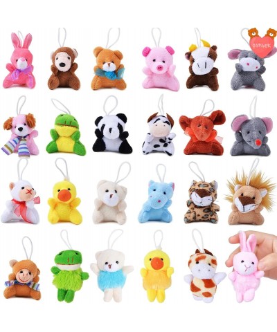 24 Pack Mini Animal Plush Toy Assortment Cute Small Stuffed Animal Keychain Set for Kids Party Favors Stocking Stuffer Goody ...