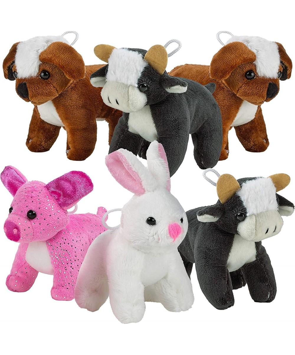 Plush Stuffed Animals - Farm Animal Toys - (Pack of 12 Bulk) 5 Inch Soft Cuddly Plushed Cow Pig Bunny Rabbit Dog Party Favors...