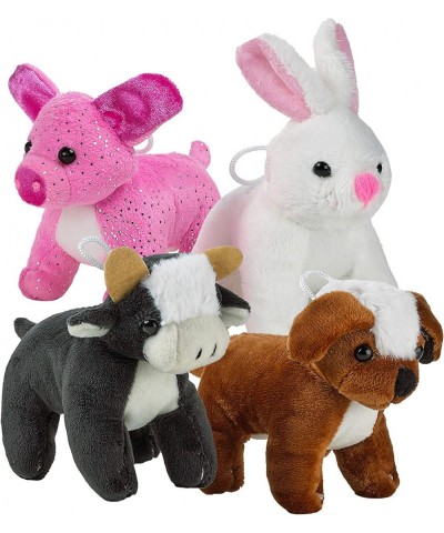 Plush Stuffed Animals - Farm Animal Toys - (Pack of 12 Bulk) 5 Inch Soft Cuddly Plushed Cow Pig Bunny Rabbit Dog Party Favors...