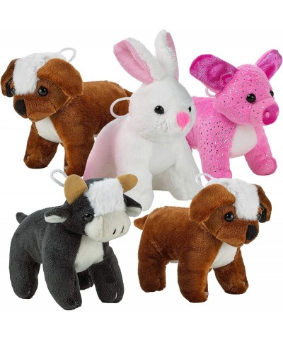 Plush Stuffed Animals - Farm Animal Toys - (Pack of 12 Bulk) 5 Inch Soft Cuddly Plushed Cow Pig Bunny Rabbit Dog Party Favors...