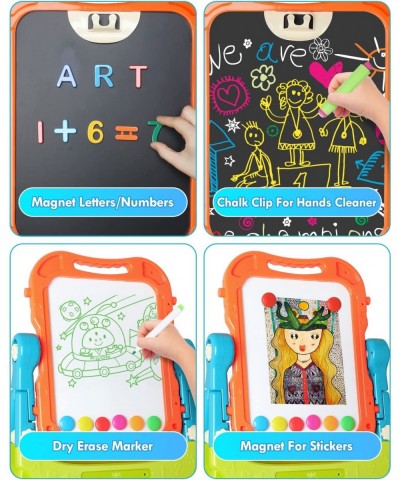 Easel for Kids 4 in 1 Double Sided Kids Art Easel with Magnetic White Board & Chalk Board Adjustable Standing Toddler Easel w...