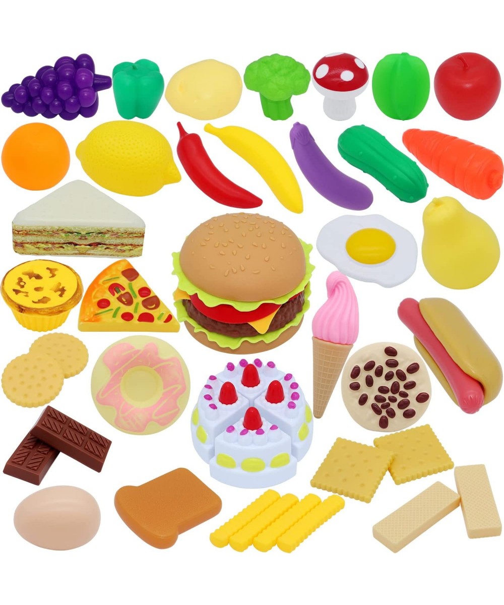 50Pcs Pretend Food Set Fake Plastic Fruit Vegetable Kitchen Food Toys for Toddlers Kids $21.52 Toy Kitchen Products