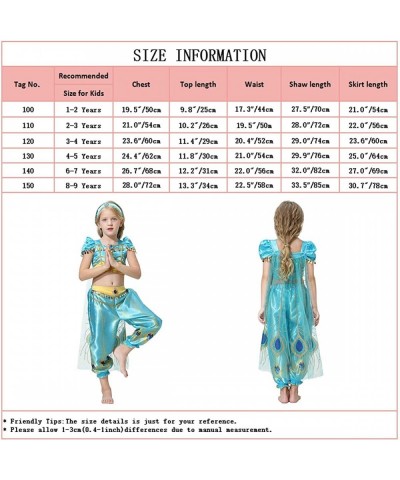 Girls Halloween Aladdin Jasmine Costume Arabian Princess Dress up Cosplay Party Outfits Kids Belly Dancewear $22.62 Kids' Cos...