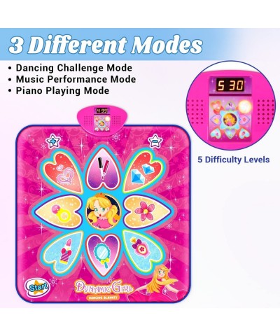 Dance Mat Gifts Toys for 3-10 Year Old Girls Princess Themed Electronic Dance Pad with LED Screen 3 Modes Dance Music Game 5 ...