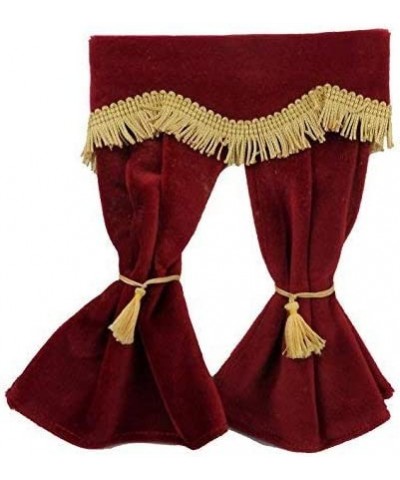 Melody Jane Dollhouse Red Velvet Curtains Gold Fringe Window Accessory $39.94 Dollhouse Accessories