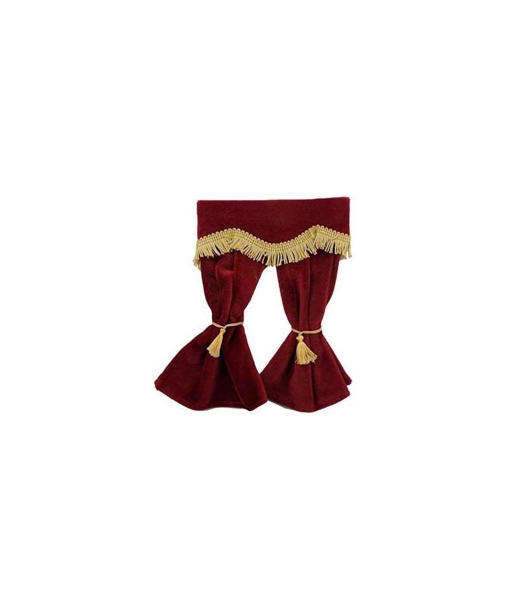 Melody Jane Dollhouse Red Velvet Curtains Gold Fringe Window Accessory $39.94 Dollhouse Accessories