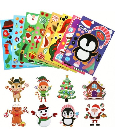 24 Pcs Christmas Make a Face Sticker Sheets Mix and Match Sticker with Santa Claus Elf Snowman Gingerbread Man for Xmas Holid...