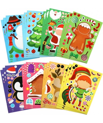 24 Pcs Christmas Make a Face Sticker Sheets Mix and Match Sticker with Santa Claus Elf Snowman Gingerbread Man for Xmas Holid...