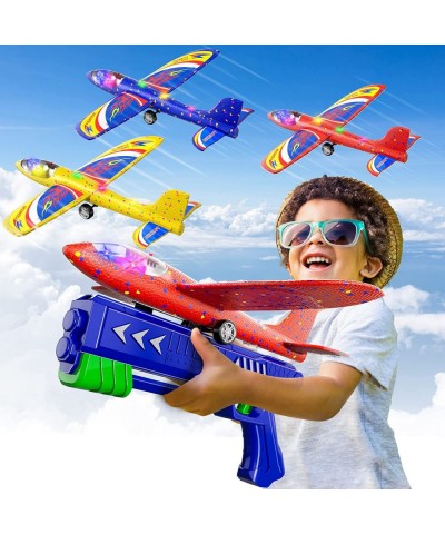 3 Pack Airplane Launcher Toys 12.6 Inch LED Foam Glider Airplane Catapult 2 Flight Modes Outdoor Sports Flying Toys 4 5 6 7 8...