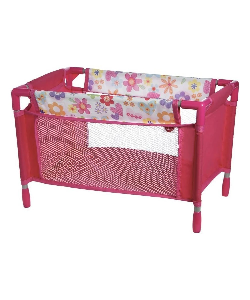 Baby Doll Crib Pink Floral Playpen Bed Toy with Carry Bag for Baby Dolls up to 16 Inches $43.08 Dolls