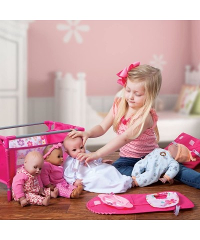 Baby Doll Crib Pink Floral Playpen Bed Toy with Carry Bag for Baby Dolls up to 16 Inches $43.08 Dolls