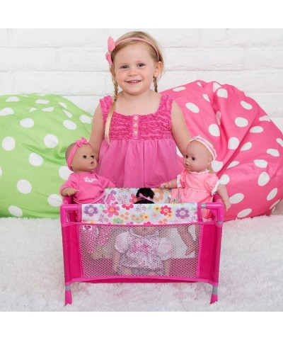 Baby Doll Crib Pink Floral Playpen Bed Toy with Carry Bag for Baby Dolls up to 16 Inches $43.08 Dolls