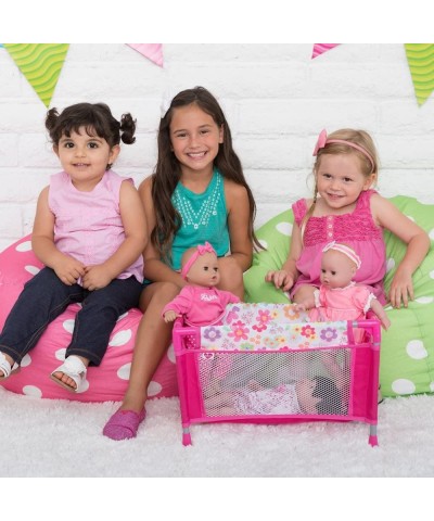 Baby Doll Crib Pink Floral Playpen Bed Toy with Carry Bag for Baby Dolls up to 16 Inches $43.08 Dolls