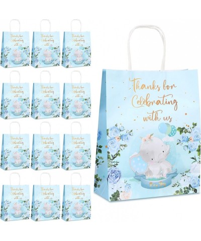 24 Pcs Elephant Baby Gift Bags Blue Pink Kraft Baby Shower Decoration Goodie Bags Elephant Bags for Return Gifts Gender Revea...