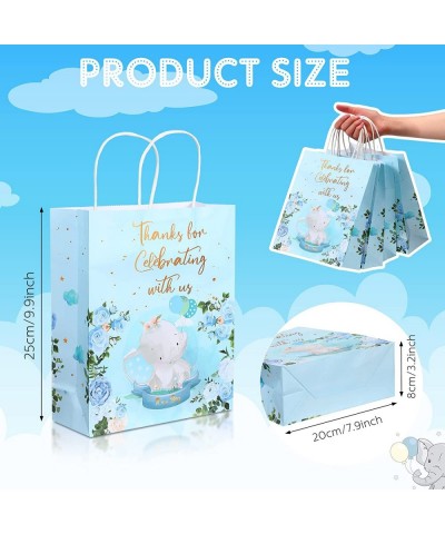 24 Pcs Elephant Baby Gift Bags Blue Pink Kraft Baby Shower Decoration Goodie Bags Elephant Bags for Return Gifts Gender Revea...