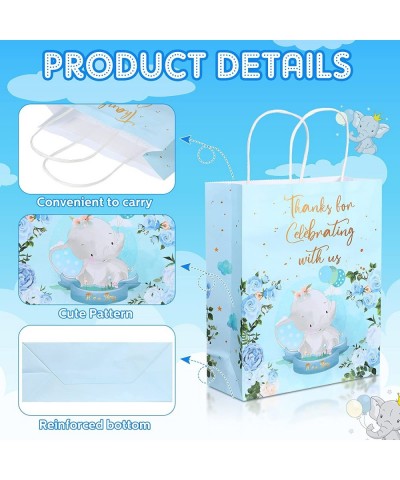 24 Pcs Elephant Baby Gift Bags Blue Pink Kraft Baby Shower Decoration Goodie Bags Elephant Bags for Return Gifts Gender Revea...